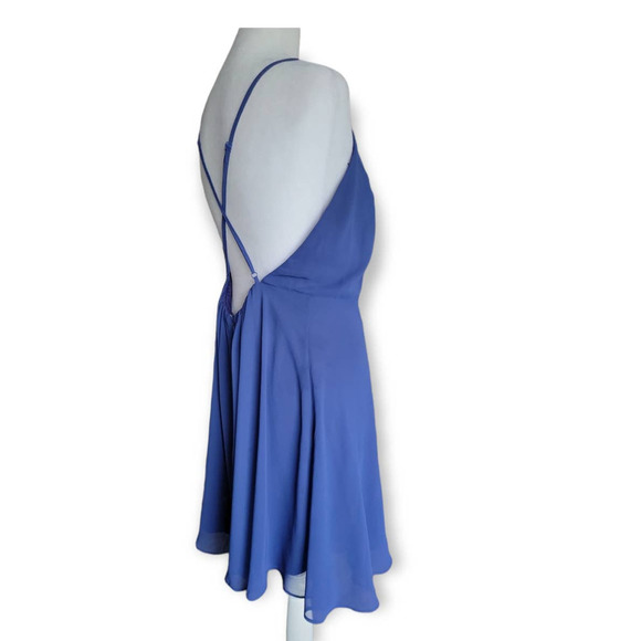 Lulu's Mini Letters Of Love Backless Chiffon Dress Size XL Navy Blue - Picture 9 of 16